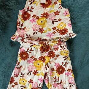 Sigrid Olsen Girls Floral Shorts Set in Pink, Yellow & Brown